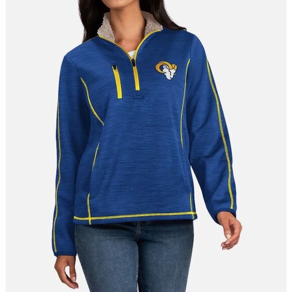 NFL Los Angeles Rams 1/4 Zip Pullover Fleece Jacket-Size XL-Zip Pockets-Sherpa - Picture 1 of 12